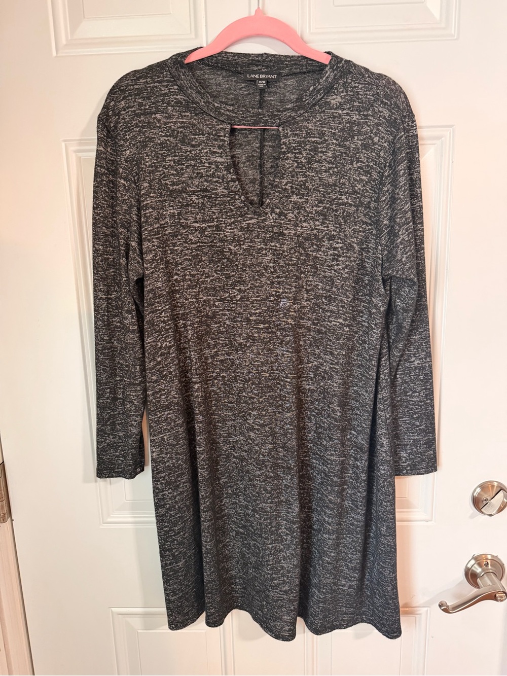 Lane Bryant Charcoal Gray Knit Keyhole Dress
